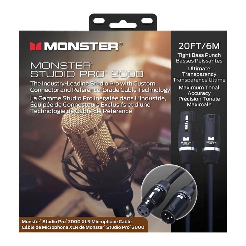 Monster Studio Pro 2000, Microphone 20 ft/6m XLR (60002) - Black image 1