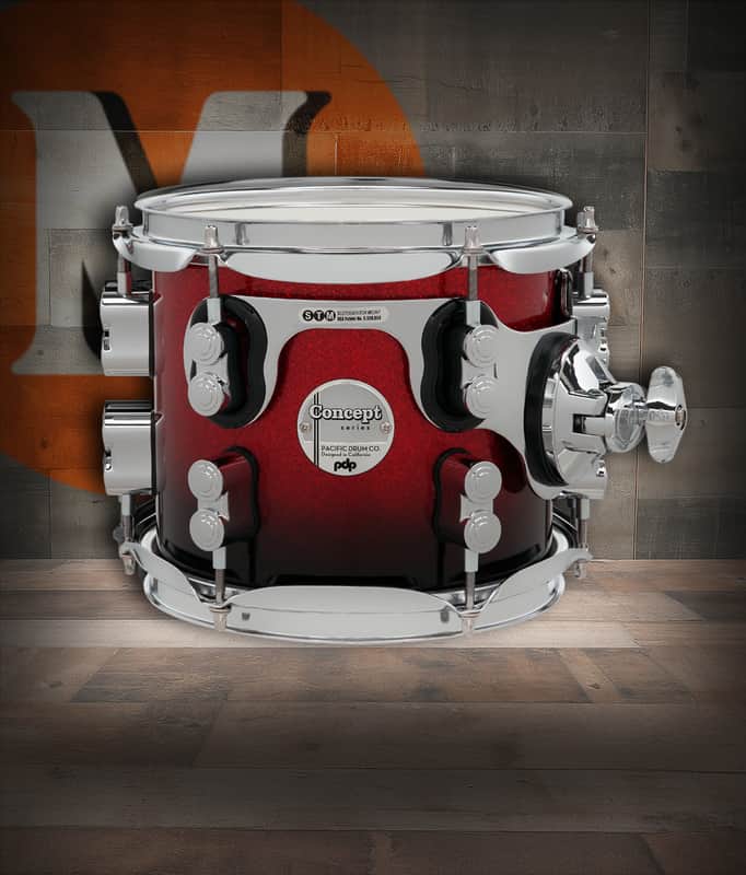 PDP Concept Maple 7x8 Suspended Tom - Red to Black Fade Lacquer with Chrome Hardware (PDCM0708STRB) image 1