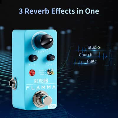 FLAMMA FC02 Mini Reverb Pedal Digital Guitar Pedal with 3 Reverb Effects Church Plate Studio True Bypass image 2