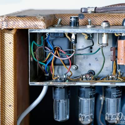 Tweed 1960 Fender Deluxe 5E3 Narrow Panel Amplifier with cover & original transformers image 16