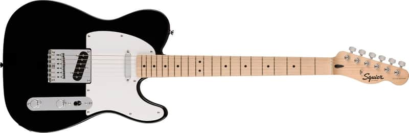 Squire Sonic Telecaster Electric Guitar, Black, Maple Fingerboard image 1