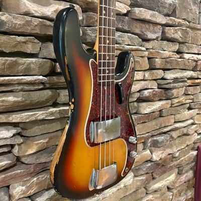 Fender Precision Bass 1966 - Sunburst w/ Non-Original Chipboard Case image 4