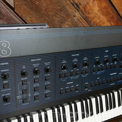 Oberheim OB-8 61-Key 8-Voice Synthesizer 1983 - Blue with Wood Sides image 4