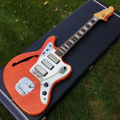 Bilt S.S. Zaftig Tangerine Flake w/3 Lollar Gold Foil Pickups, Block Inlays, & Mastery Vibrato image 4