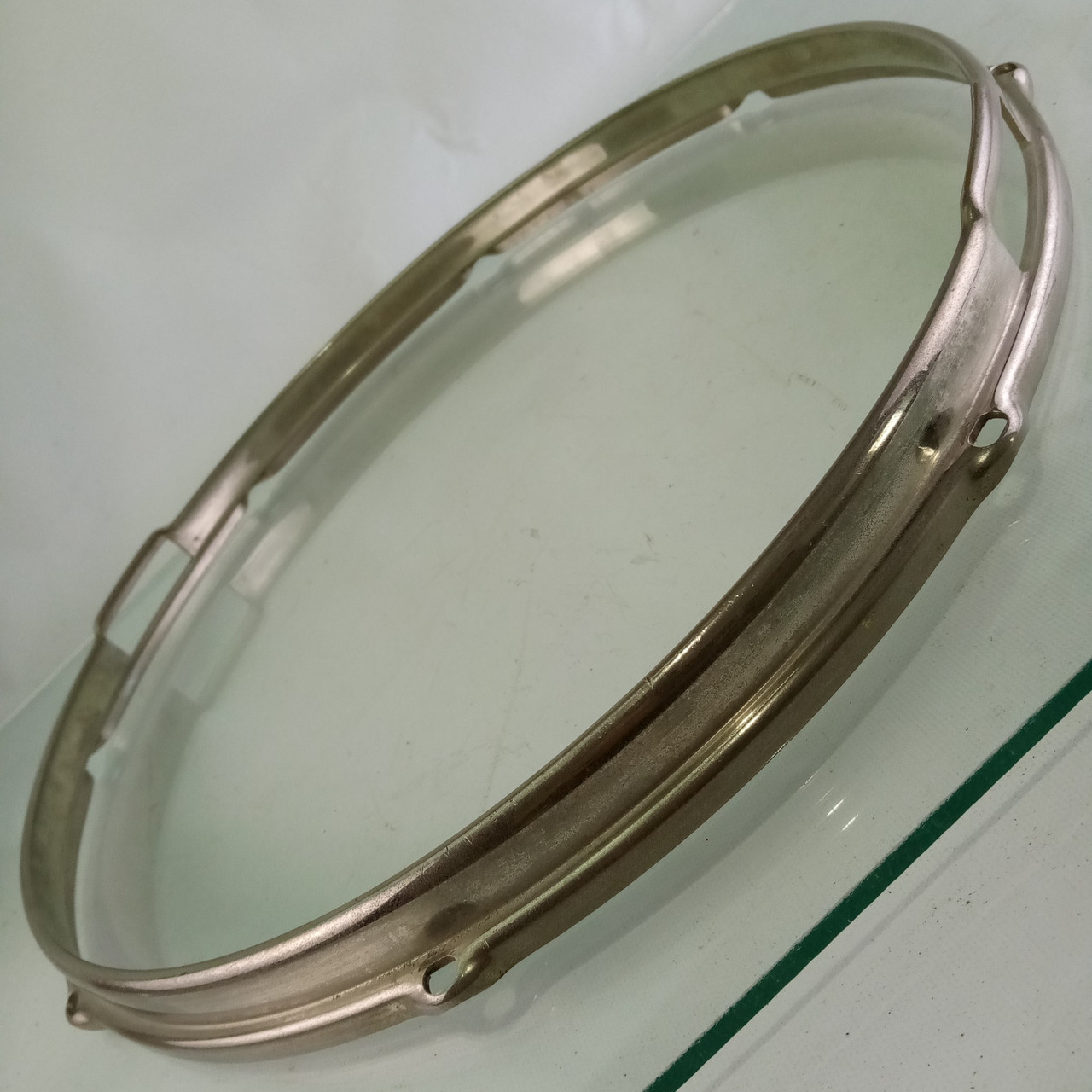 Slingerland 15"NOB BRASS Stick-Saver Snare Drum Resonant Rim/Hoop 8Lug Nickel US — main photograph