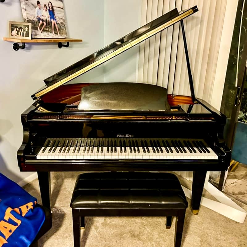 Elegant Wurlitzer Baby Grand Piano 4'8" Glossy Black Finish image 1