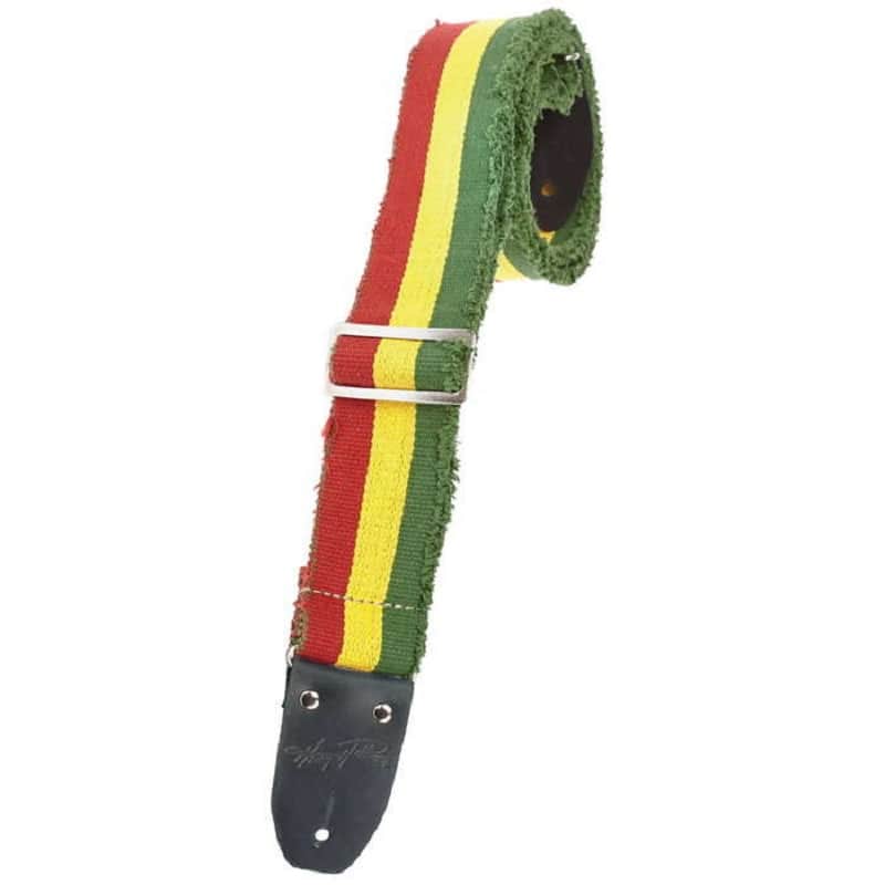 Henry Heller 2" Heavy Cotton Guitar Strap Green/Yellow/Red striped image 1