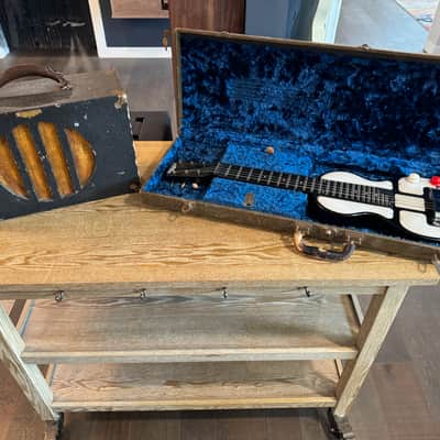 Rickenbacker Electro Model B Lap Steel 1940s Black Bakelite with White Plates with 1930s Matching Amp image 1