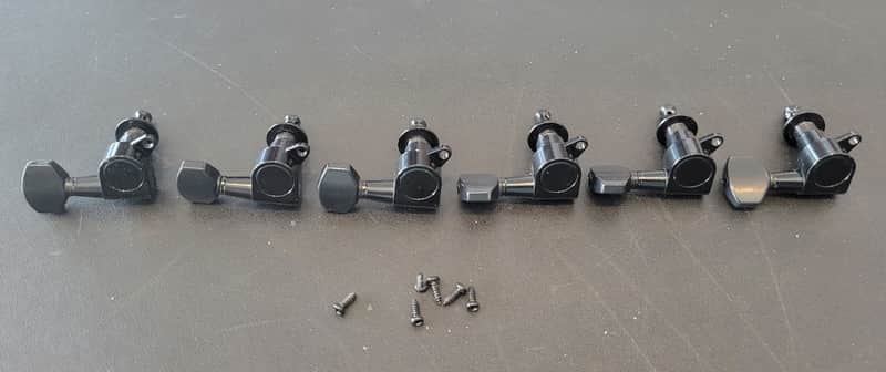 Unbranded Six on a side tuners with bushings and screws - Black image 1