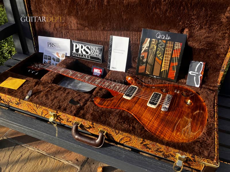 ♚AMAZING♚PRS Artist Custom PAULS GUITAR ♚ HONDURAN !♚ 'AAAAA' Flame ♚ BLACK GOLD ♚ Brushstroke Birds ♚7.6LB♚22*24 image 1