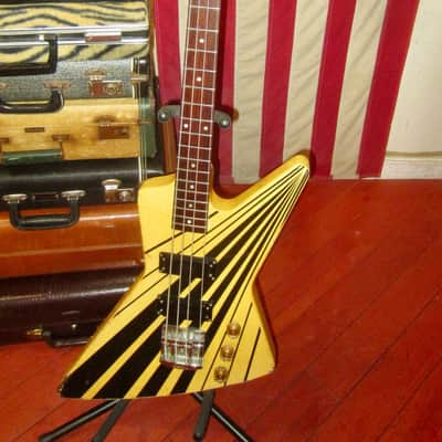 1985 Gibson Designer Series Explorer Bass White w/ Black Stripes image 2