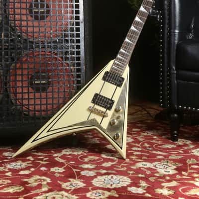 Jackson RR3 Randy Rhoads V Special (Limited Run), Made in Japan, 2006 - Ivory with Black Pinstripes image 1