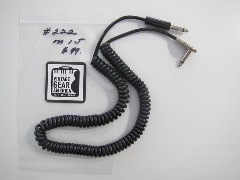 Teisco Del Rey Curly or Coil Cord Guitar Cable MIJ Authentic Vintage Accessory Case Candy Circa-1960s-1970s-Black image 1