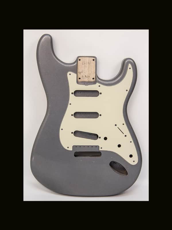 Guitar Mill S-Style Body / Paulownia / 2 lbs. 2 oz. / Nitrocellulose 'Charcoal Frost' / Light Relic (#GIN-4009) image 1