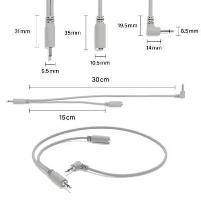ExcelValley [13-Pack | 120 cm - 47.24"] Right Angle Hopscotch Mono Splitter Y Patch Cables TS 3.5mm 1/8" Eurorack Synth image 2