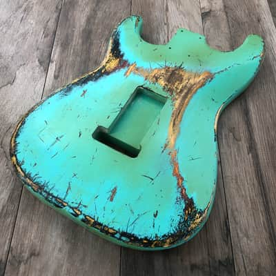 FRANCHIN Mercury guitar body Heavy Relic Aged Sea Foam Green over 3-Color Sunburst 100% Nitro Lacquer SSS Light-weight Poplar Stratocaster-Strat-S-Style Made in Italy - Stock piece #23420826 image 11