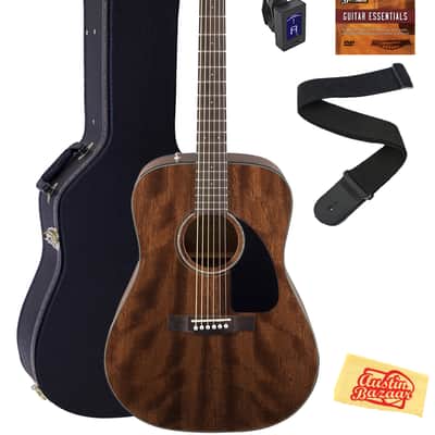 Fender CD-60S Solid Top Dreadnought Acoustic Guitar - All Mahogany Bundle with Hard Case, Tuner, Strap, Strings, Picks, and Austin Bazaar Instructional DVD image 1