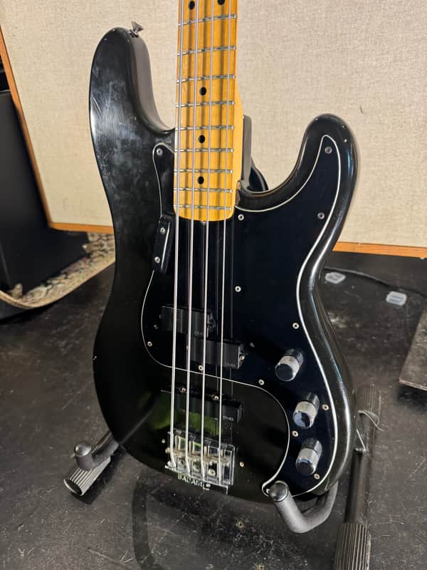 1978 Black Fender Precision Bass with Maple Fretboard image 1