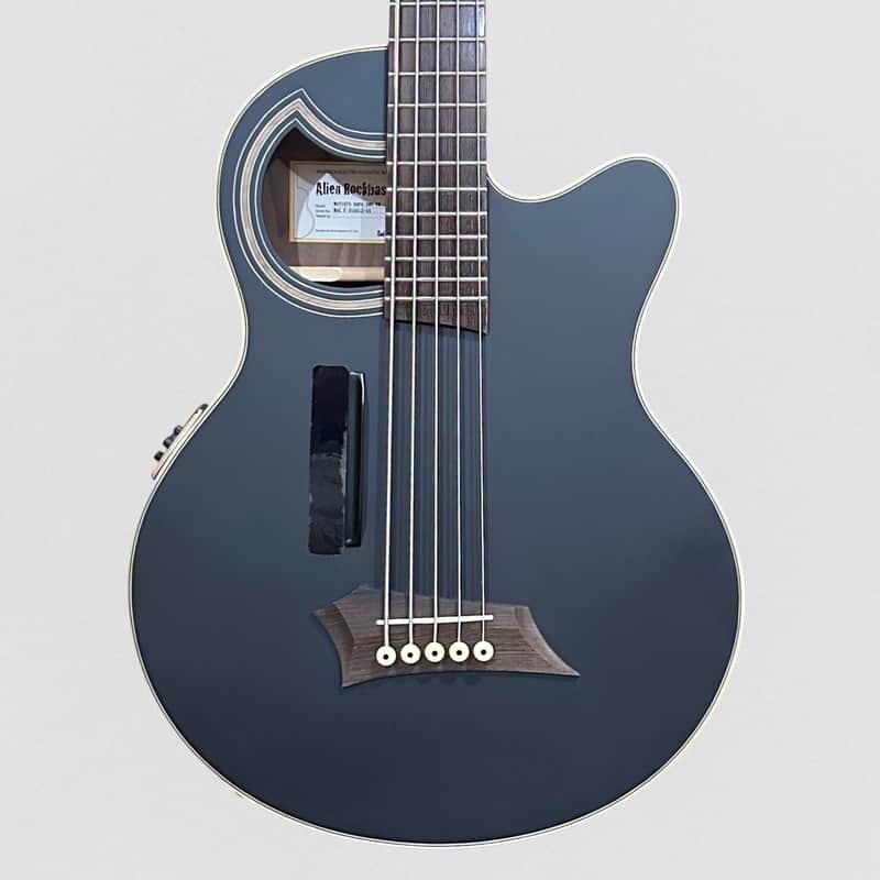 Warwick RockBass Alien Deluxe Thinline Hybrid 5 String Acoustic Electric Bass Guitar - Black Satin image 1