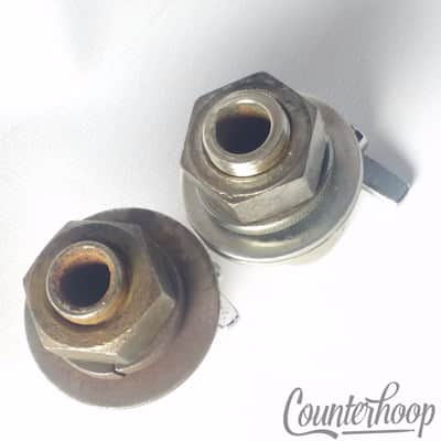 Gretsch Disappearing Spur Mounts Straight Bass Drum Leg Receivers 50s Nickel W&A image 2
