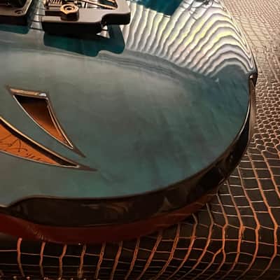 Artinger Custom 7 string semi hollow built for Chris Letchford Hawaiian Ice image 6