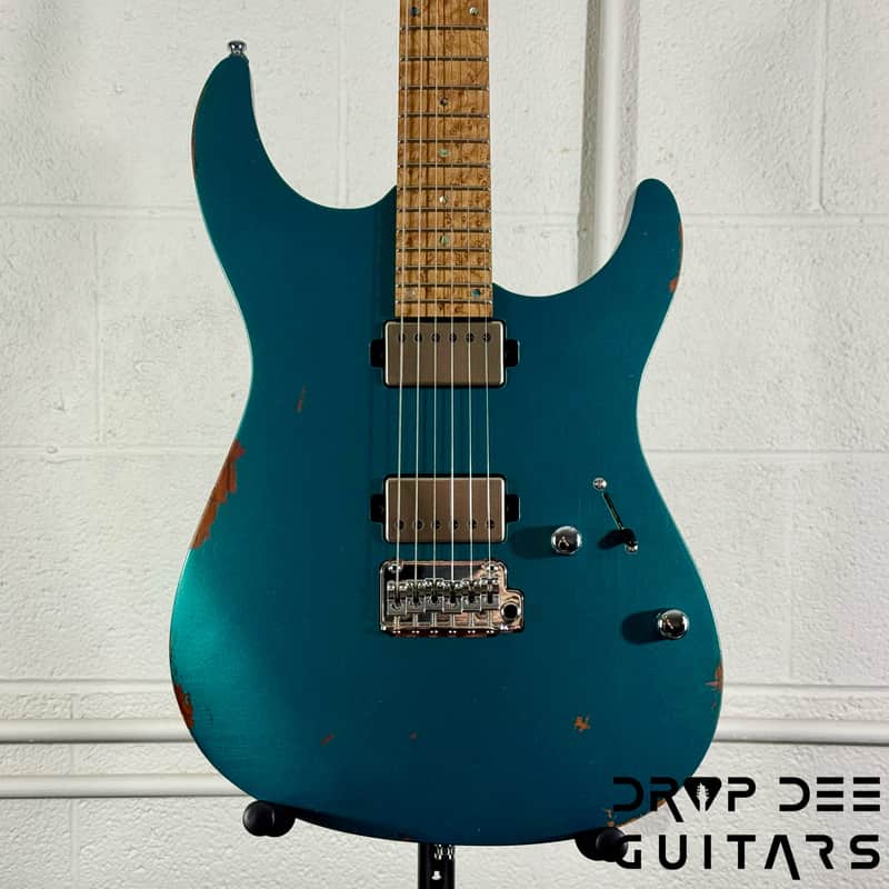 Mayones Aquila Aged V24 S 6 Electric Guitar w/ Case - Monolith Metallic Neon Green Nitro (Aged) image 1