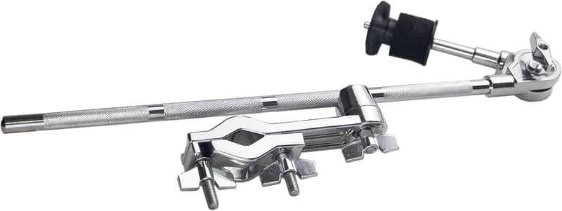 Cymbal L-Arm Rod Boom Arm with Mounting Clamp, 17.5" Splash Cymbal Arm with Bracket Holder Extension Attachment , 360°Cymbal Extension Mount Clamp Drum Set Accessories Silver image 1