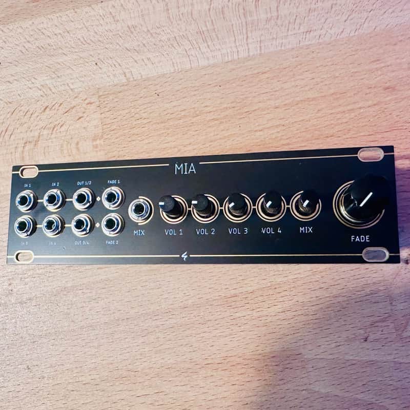 MIA 1U - 2x2 Eurorack MIXER + FADER Intellijel Format - Black & Gold Panel image 1