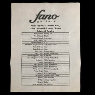 Fano PX4 Alt de Facto Bass 2019 - Tobacco Burst image 14