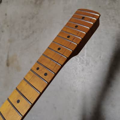 Flame Roasted Maple Strat Neck fits fender Stratocaster body 22 frets Modern image 4