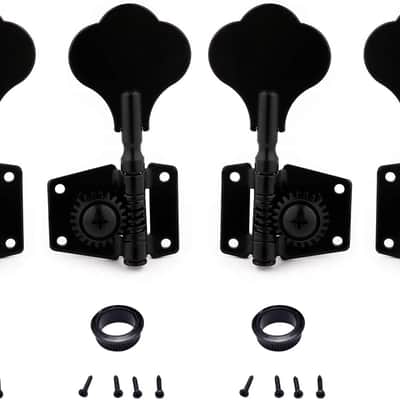 4pcs Open Gear Bass Tuners – 2L 2R Machine Heads for Fender Precision & Jazz Bass (Black)) image 1