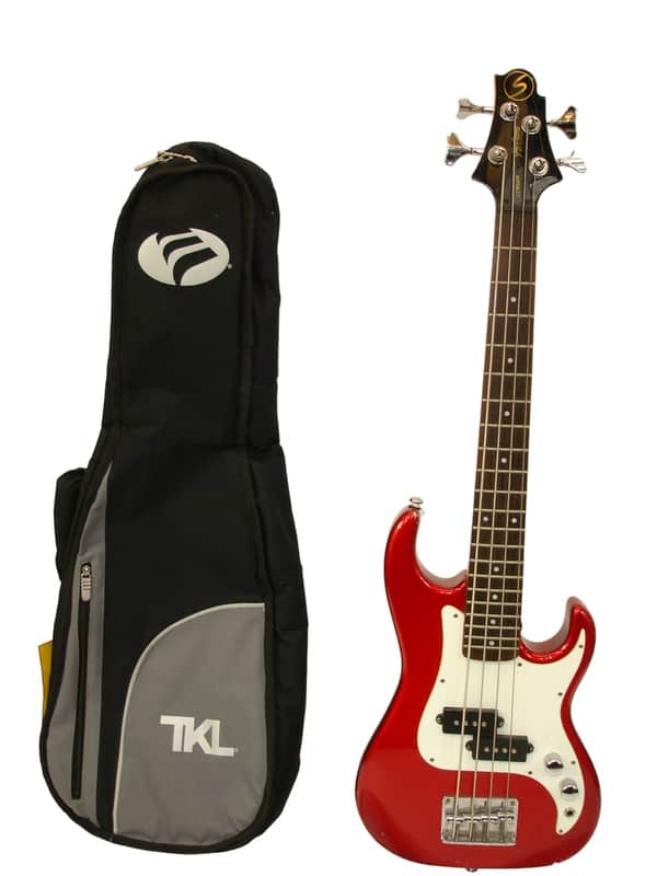 Samick by Greg Bennett Design Corsair Mini Bass Guitar, Candy Apple Red w/ Bag image 1