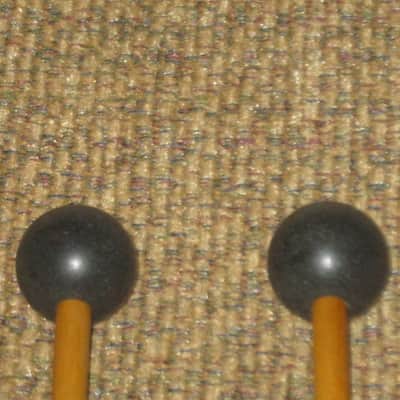 one pair of new old stock A+ Mike Balter MB10B (10B) Extra Hard Keyboard Mallets, 1 and 1/8" phenolic (plastic) round (gray color) HEADS and natural birch HANDLES - mid to late 1990s (+ packaging) Unwound Series image 14