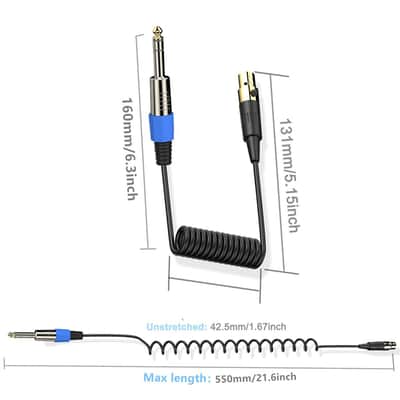 6.35mm to Mini XLR Audio Coiled Cable, 6.35mm TRS Male to 4 Pin Mini XLR Female Stereo Audio Conversion Adapter Cable for Headphone, Microphone, Speaker, 0.5 Meter image 2