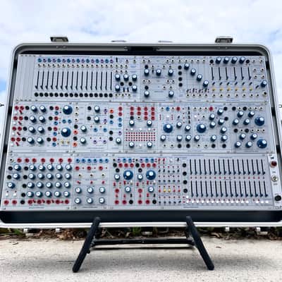 Buchla Tiptop 200t series with BPNYC ZERO Halliburton Eurorack Modular Travel Case SILVER 122hp 9U w/MARF image 6