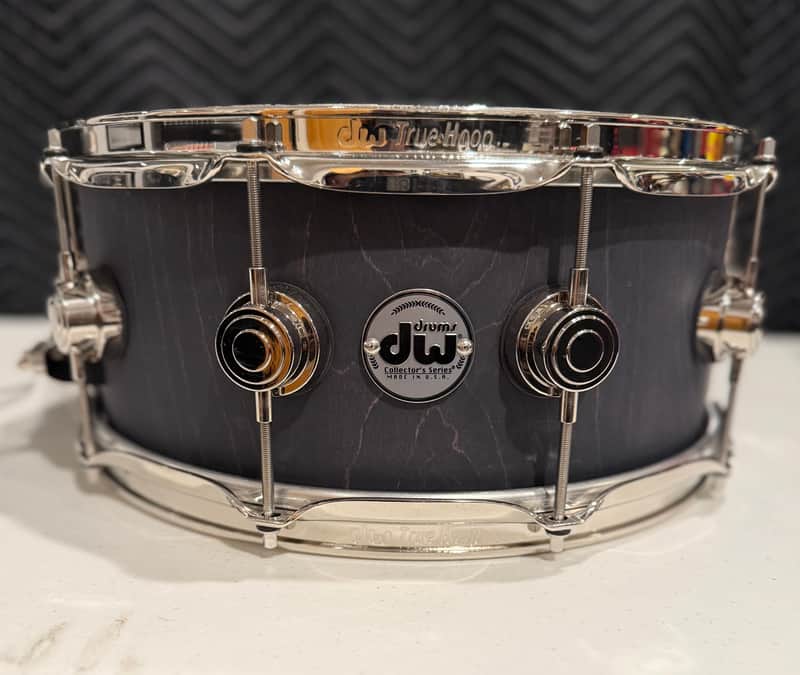 DW Collector's Series Maple / Mahogany 6x14" Snare Drum EBONY STAIN MATTE W/Nickel hardware image 1