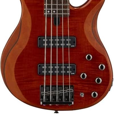 Yamaha TRBX605 5-String Flamed Maple Bass Guitar, Caramel Brown image 1