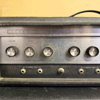 Silvertone Model 1484 Twin Twelve 60-Watt Guitar Head 1960s - Gray image 2