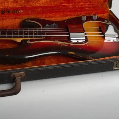 Fender Precision Bass Solid Body Electric Bass Guitar (1964), ser. #L38032, original black tolex hard shell case. image 13