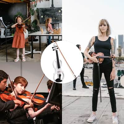 Cxxss 4/4 Violin Electric Violin(right hand)white-US image 18