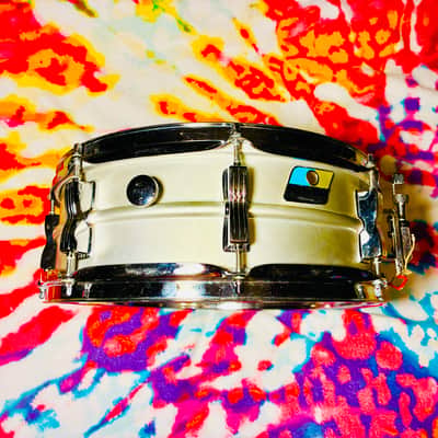 Ludwig L-404 Acrolite 5x14" 8-Lug Aluminum Snare Drum with Rounded Blue/Olive Badge 1979 - 1993 - Gray image 5