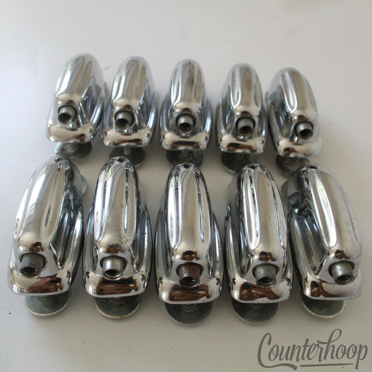 Slingerland 10x Sound King Bass Drum Lugs Vintage 60s-70s Chrome USA Set Parts* — main photograph