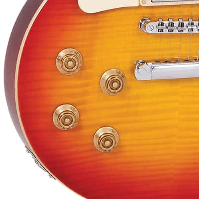 Vintage Reissued Series, Set Neck, LV100CS 'Flame Top', HH, Flm Cherryburst image 6