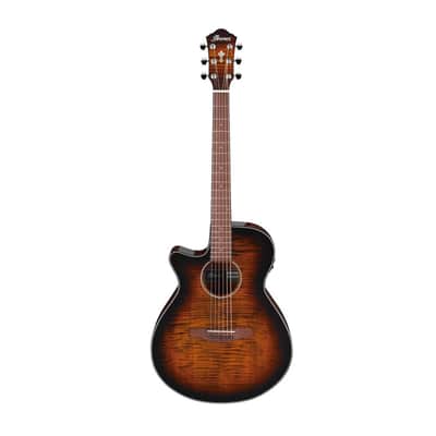 Ibanez AEG70L Left-Handed Acoustic Electric Guitar, Walnut Fretboard, Tiger Burst High Gloss image 3