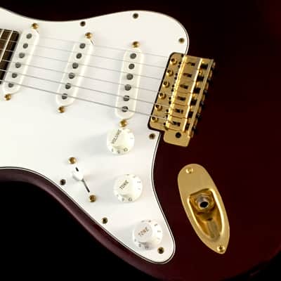 LEFTY! Custom Vintage Relic NOS Red Metallic ST72 Reverse Gold Hardware Gibson Conversion 24.75” Scale HSC image 12