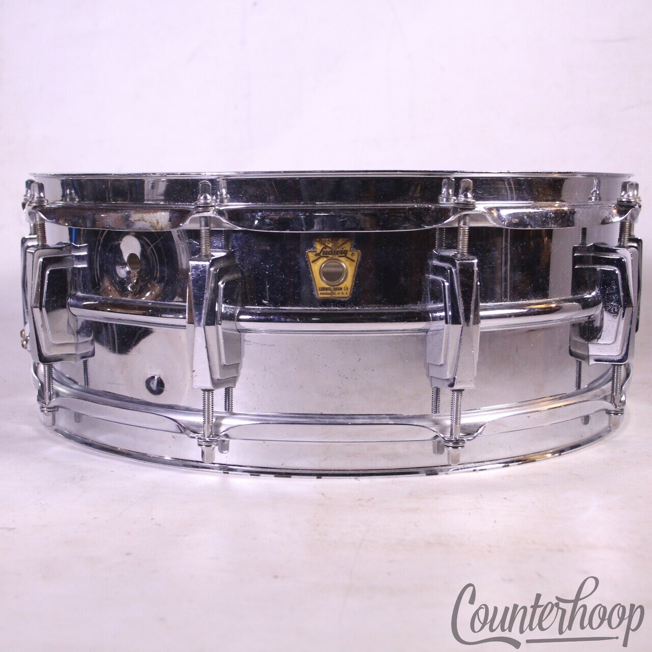 Ludwig Supraphonic 14x5" Snare Drum Red Felt 1964 USA Vintage 60s Keystone Badge — main photograph