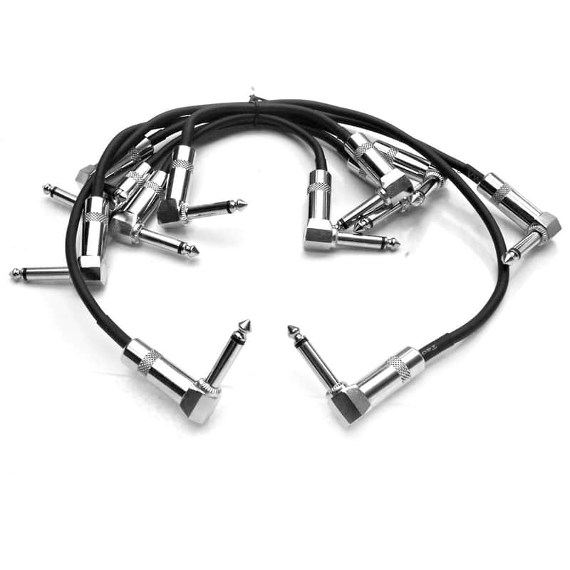 Seismic Audio SAGPC6-V Pro Right-Angle to Right-Angle 1/4" TS Patch Cables - 6/12/18" (Variety Pack) image 1