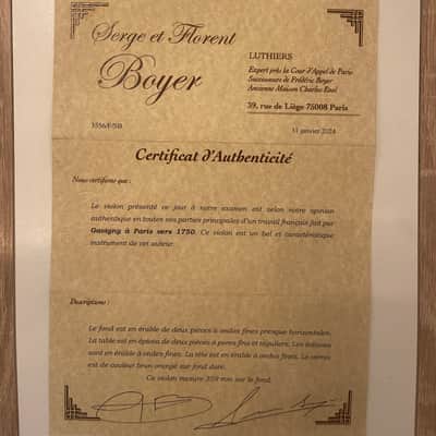 With Certificate 1750 French Old Paris 4/4 Violin GAVIGNY GAVINIES Vieux, wie Gand, Aldric, Bassot, Bernadel, Castagneri, Chanot, Chappuy, image 2