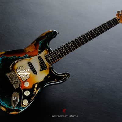 Fender Stratocaster Black/Blue over Sunburst Inspired by Joe Strummer Aged Heavy Relic (RARE) image 15