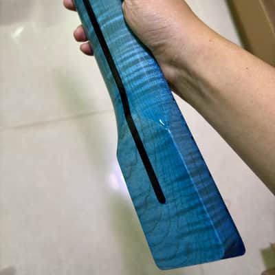 Blue Gloss 22Frets Flame Maple Electric guitar Neck 25.5in parts image 7